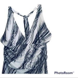 NEWPORT NEWS Black/White Halter Dress Size L